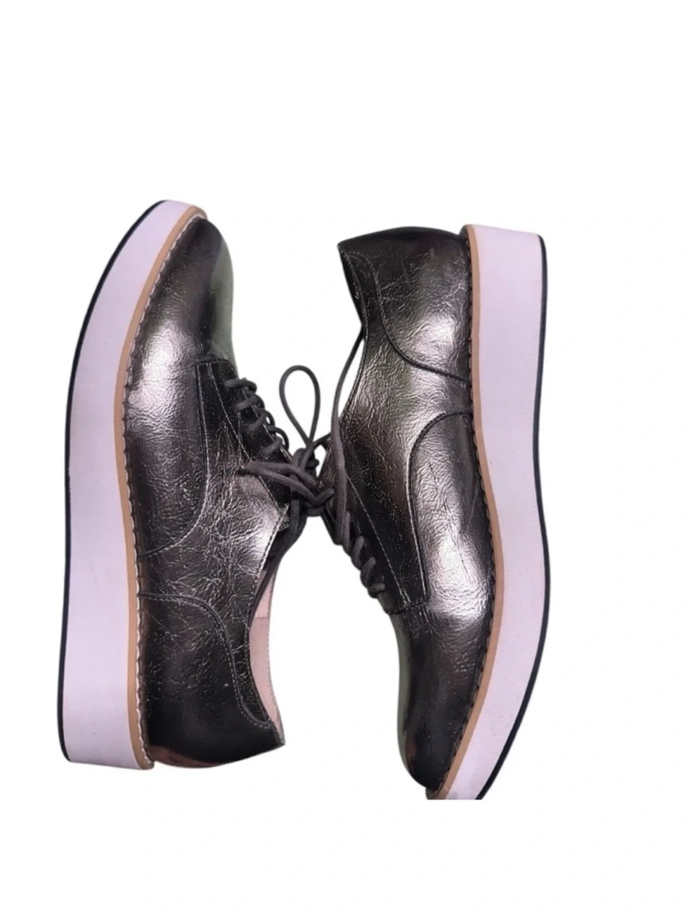 Steve Madden Women’s Metallic Platform Lace-Up Sneakers